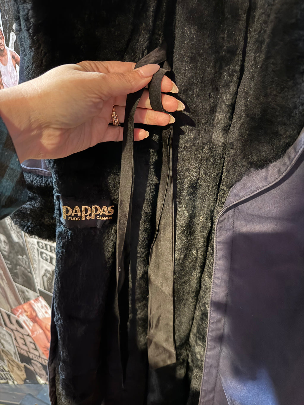 Vintage Yves Saint Laurent Black Trench Coat with Fur lining from the 1980s