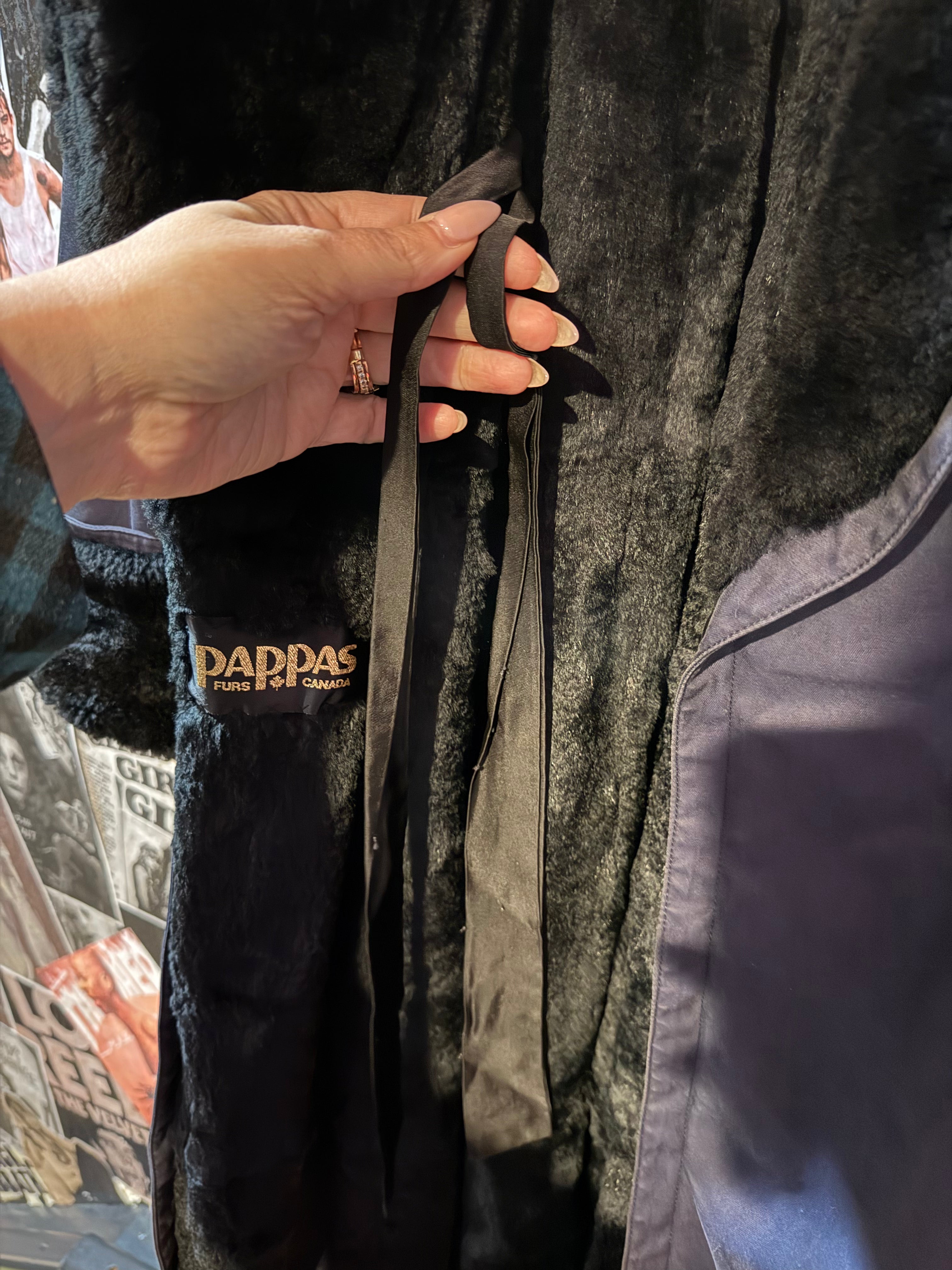 Vintage Yves Saint Laurent Black Trench Coat with Fur lining from the 1980s