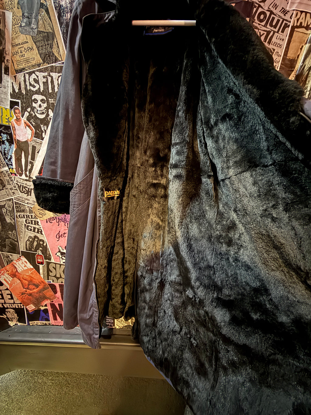 Vintage Yves Saint Laurent Black Trench Coat with Fur lining from the 1980s