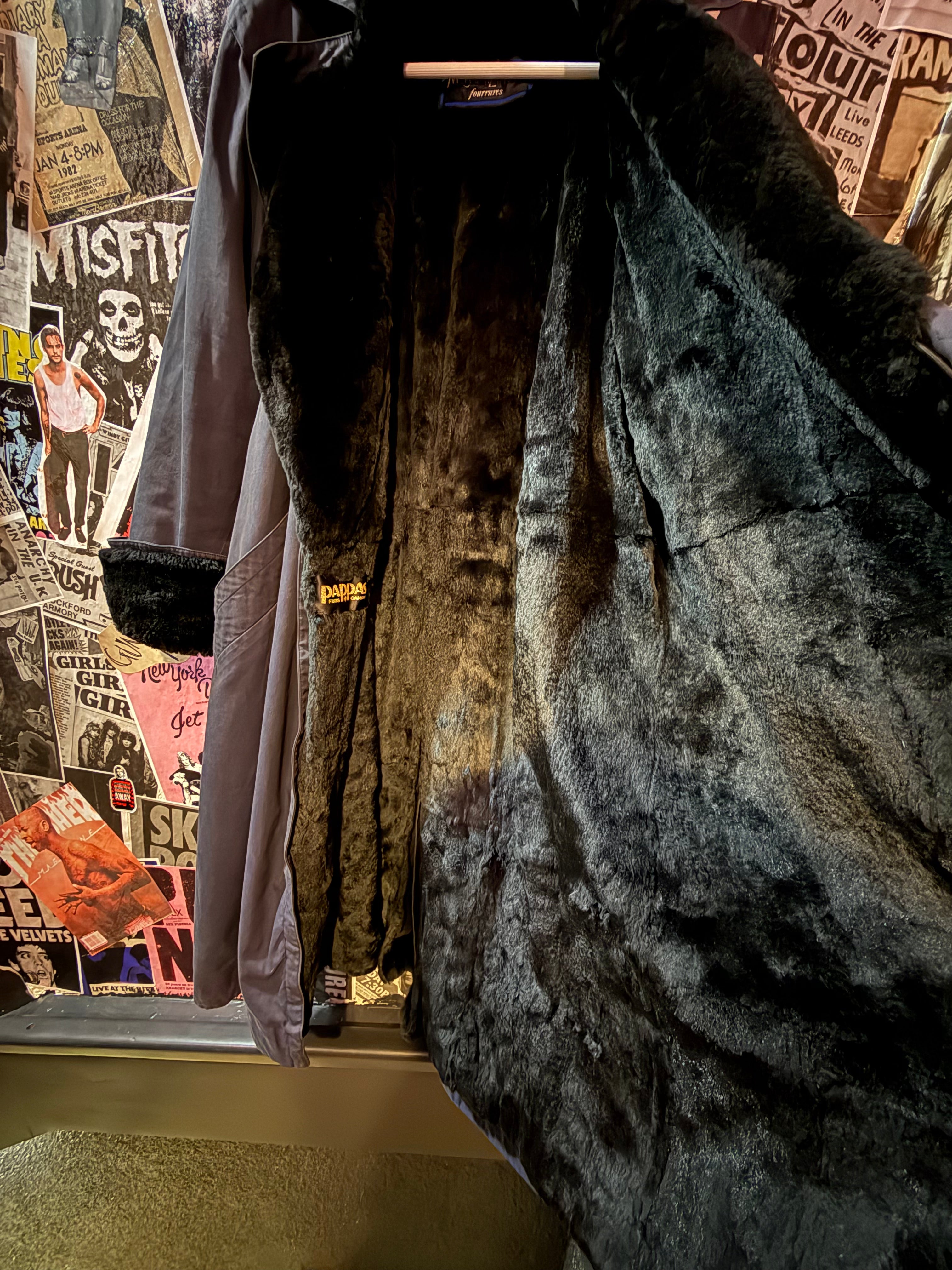 Vintage Yves Saint Laurent Black Trench Coat with Fur lining from the 1980s