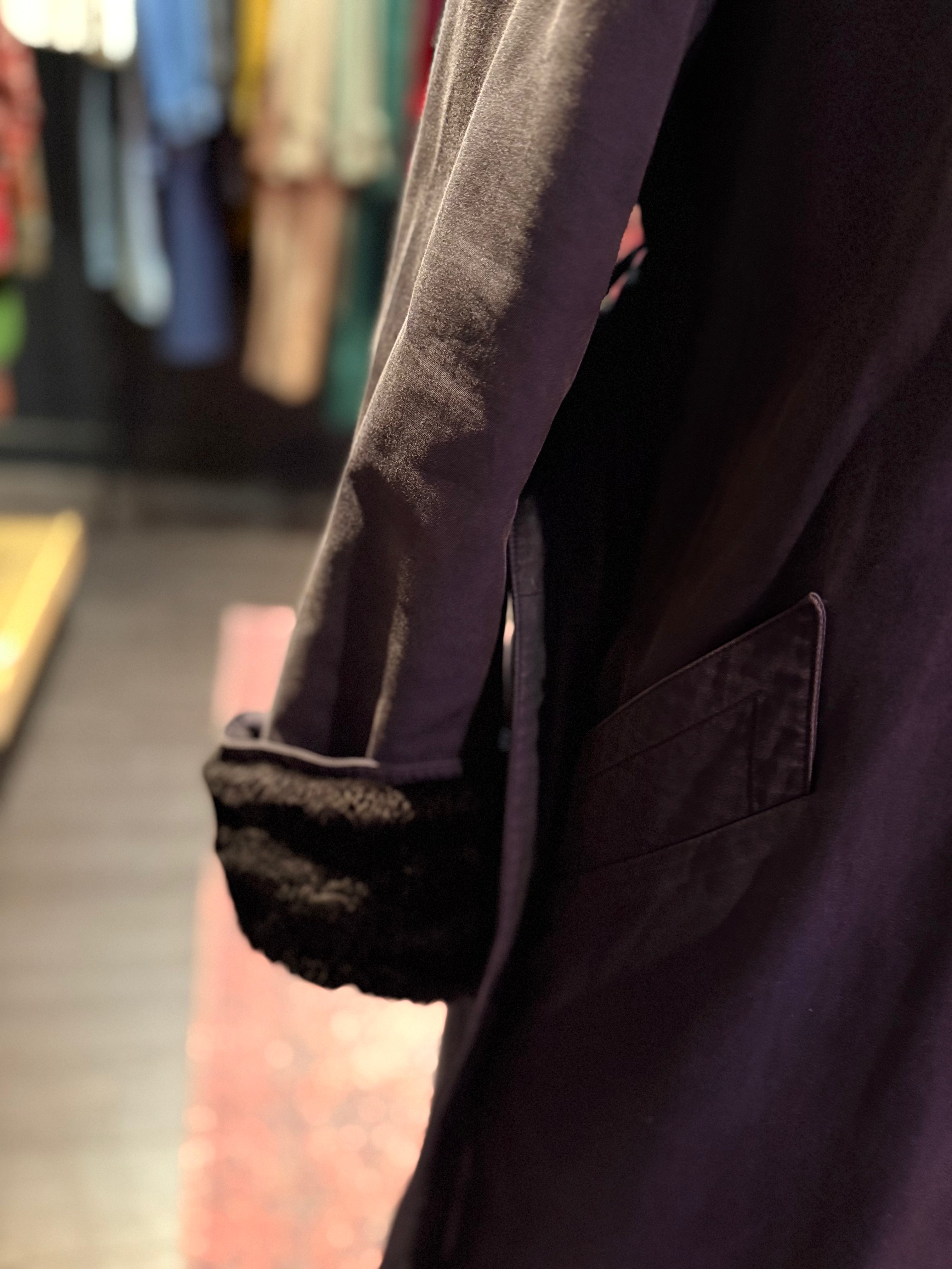 Vintage Yves Saint Laurent Black Trench Coat with Fur lining from the 1980s