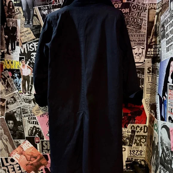 Vintage Yves Saint Laurent Black Trench Coat with Fur lining from the 1980s