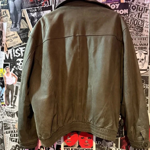 Men's Green Leather Field Jacket