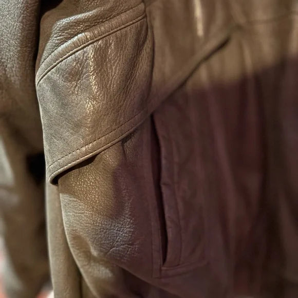 Men's Green Leather Field Jacket