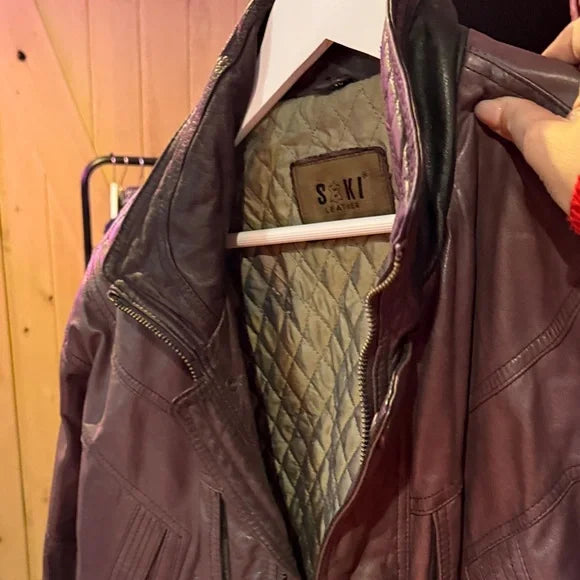 Women’s Vintage Purple Leather Jacket