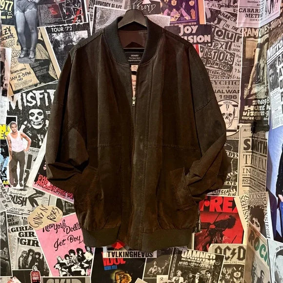 Vintage Sears Black Suede Bomber — Late 80s / Early 90s Icon